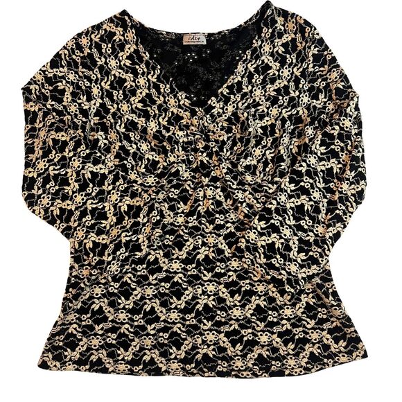 CDW Blouse Womens Large V Neck Long Sleeve Preppy Y2K Babydoll Fairycore Top - Picture 6 of 10